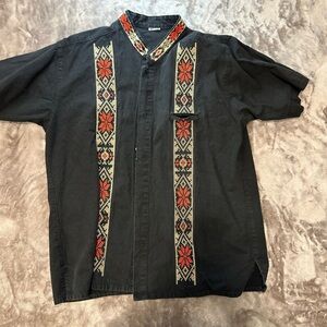 Men's Black Patterned Shirt